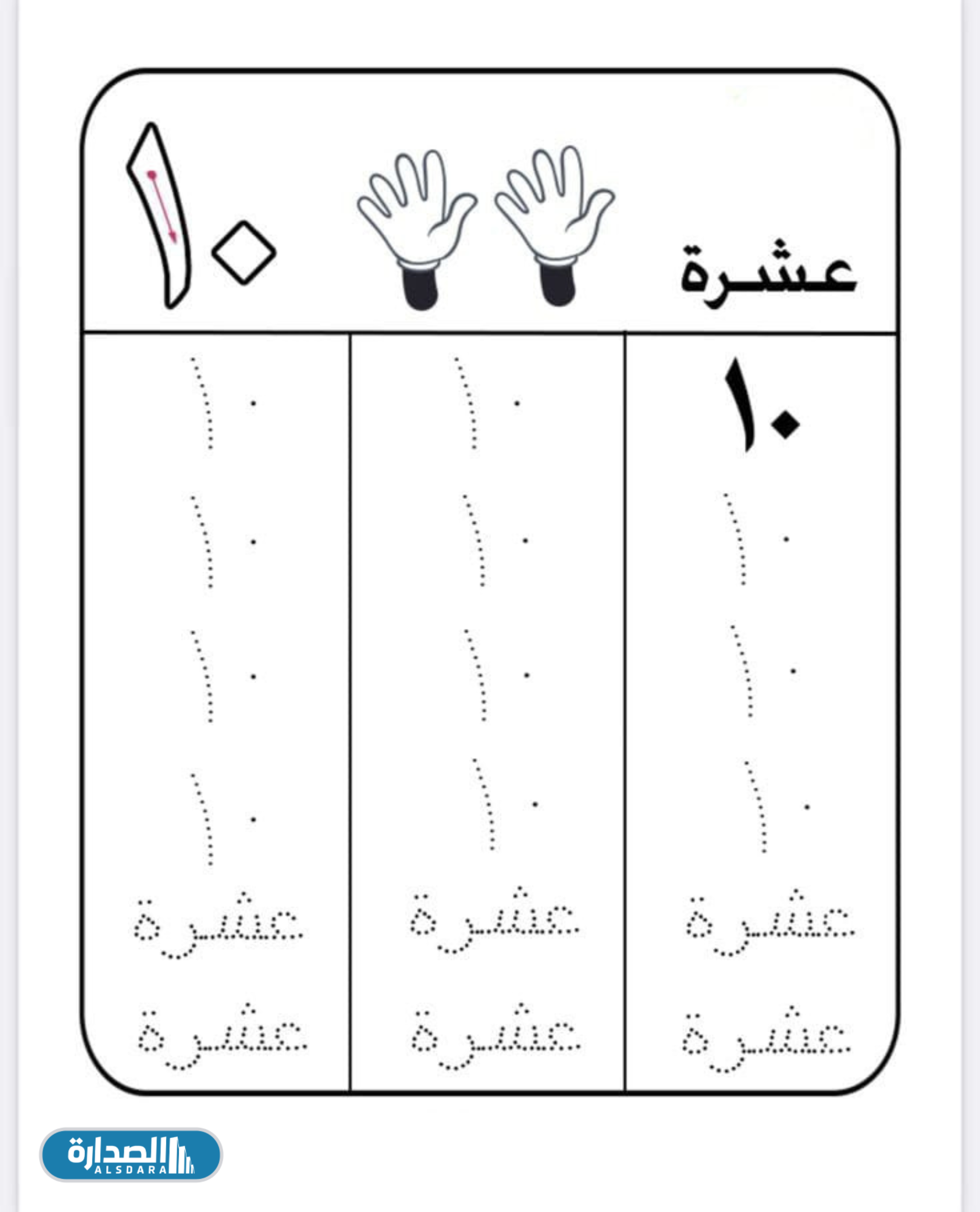 اوراق عمل الارقام العربية للاطفال