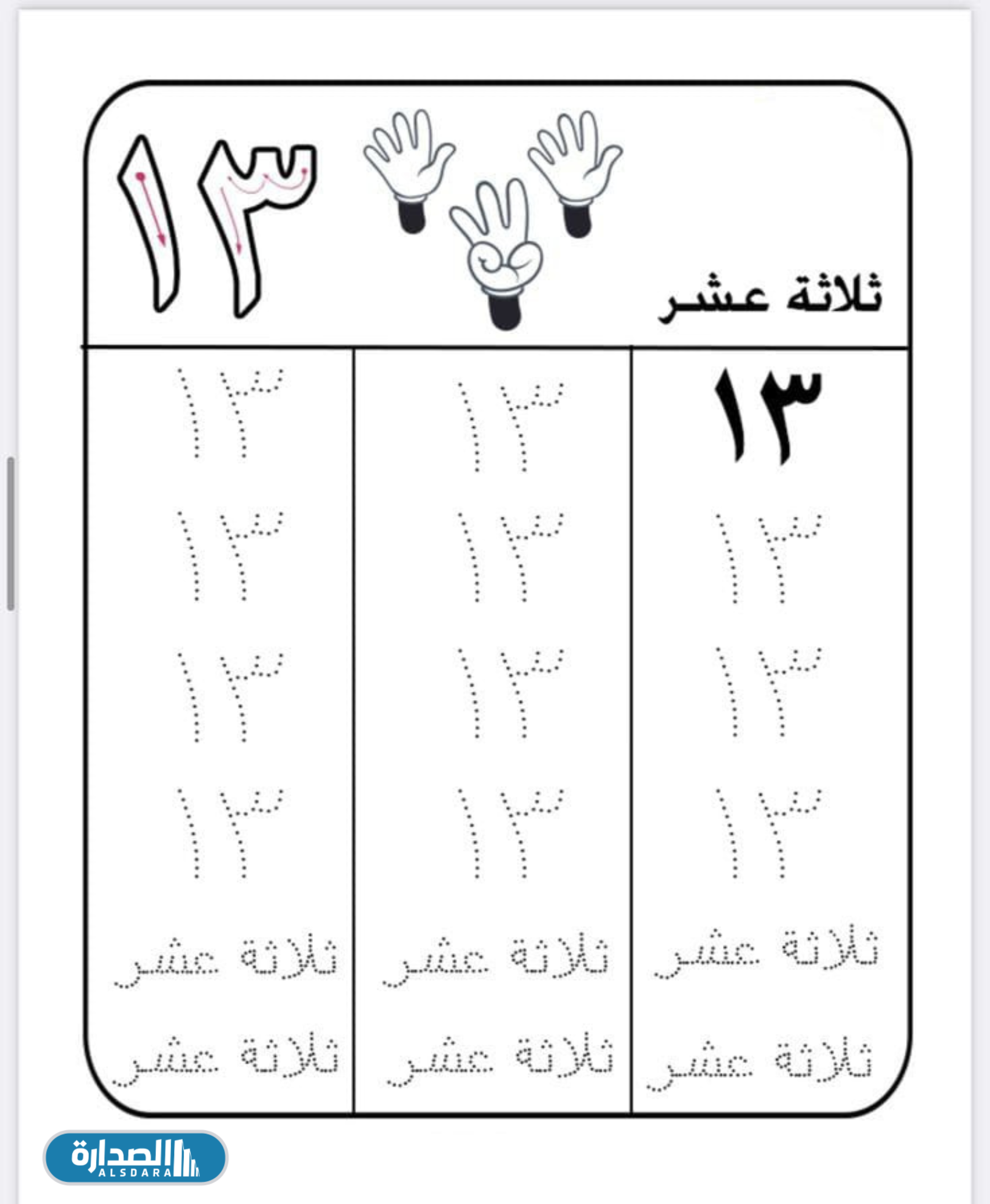 اوراق عمل الارقام العربية للاطفال