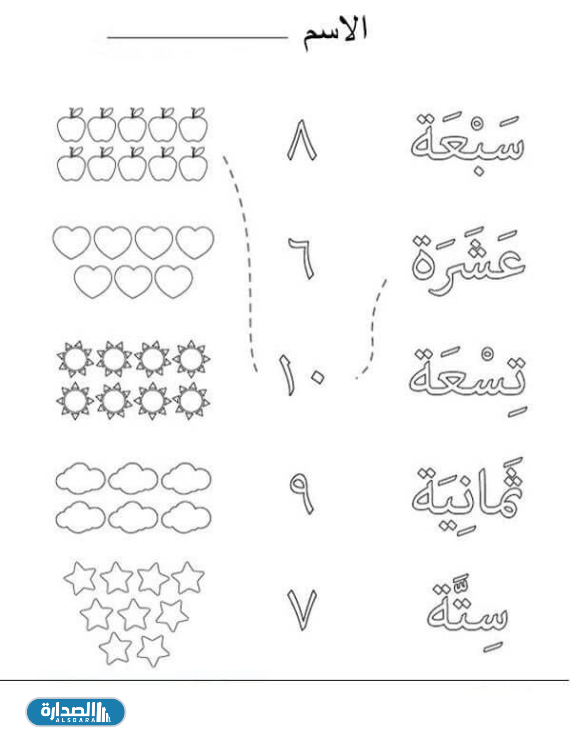 اوراق عمل الارقام العربية للاطفال