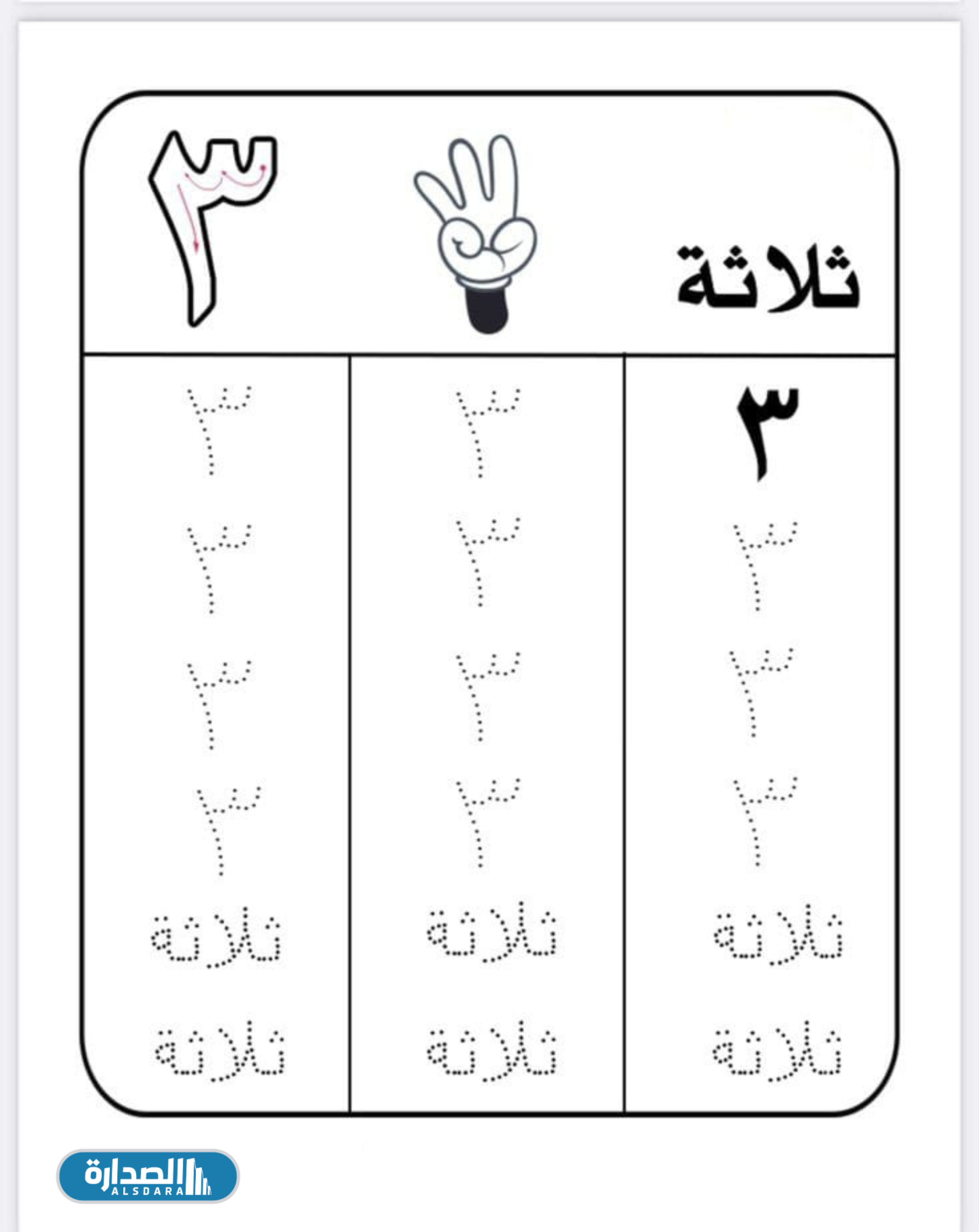 اوراق عمل الارقام العربية للاطفال