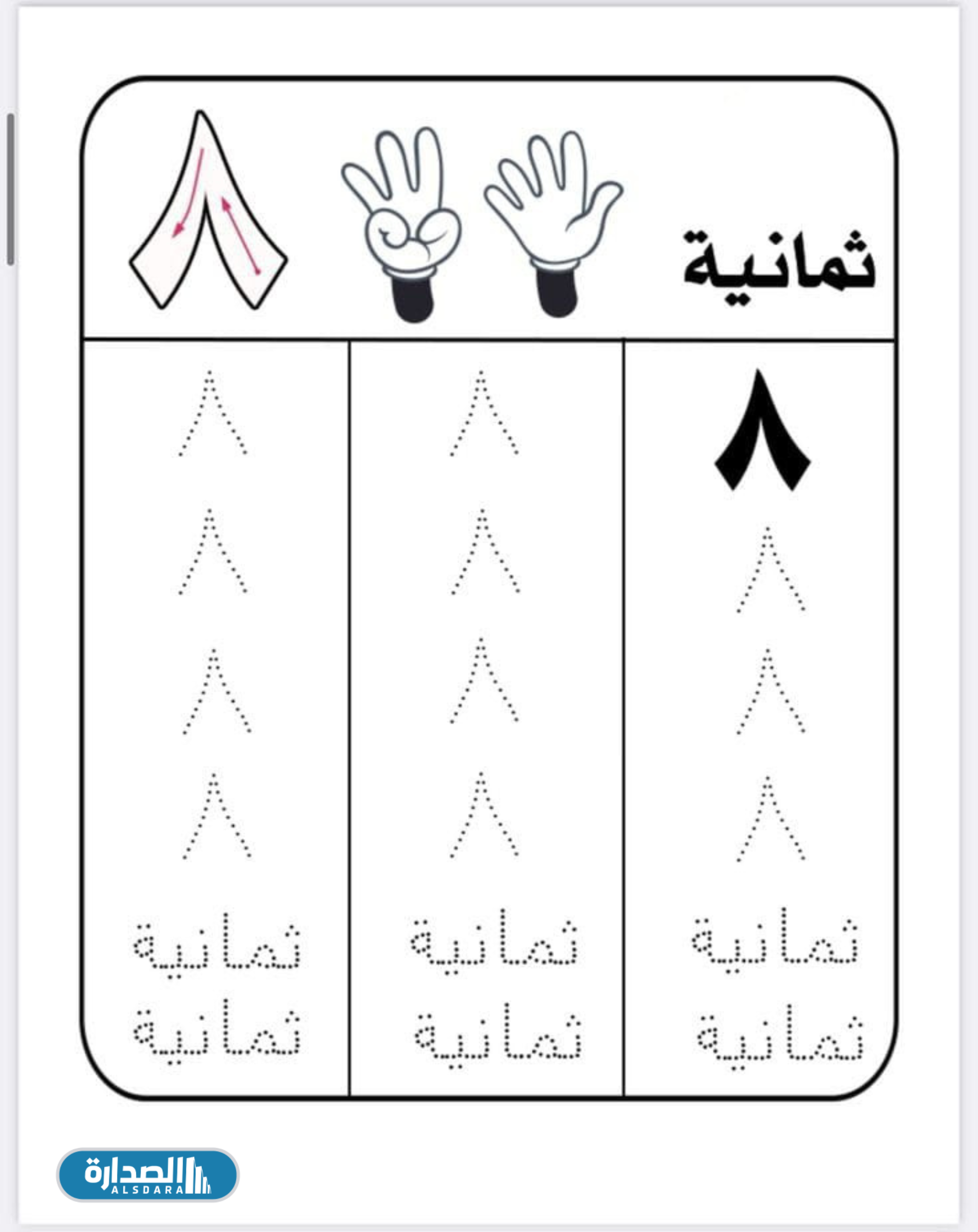 اوراق عمل الارقام العربية للاطفال